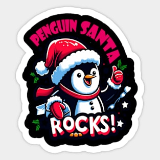 Penguin Santa Rocks Sticker